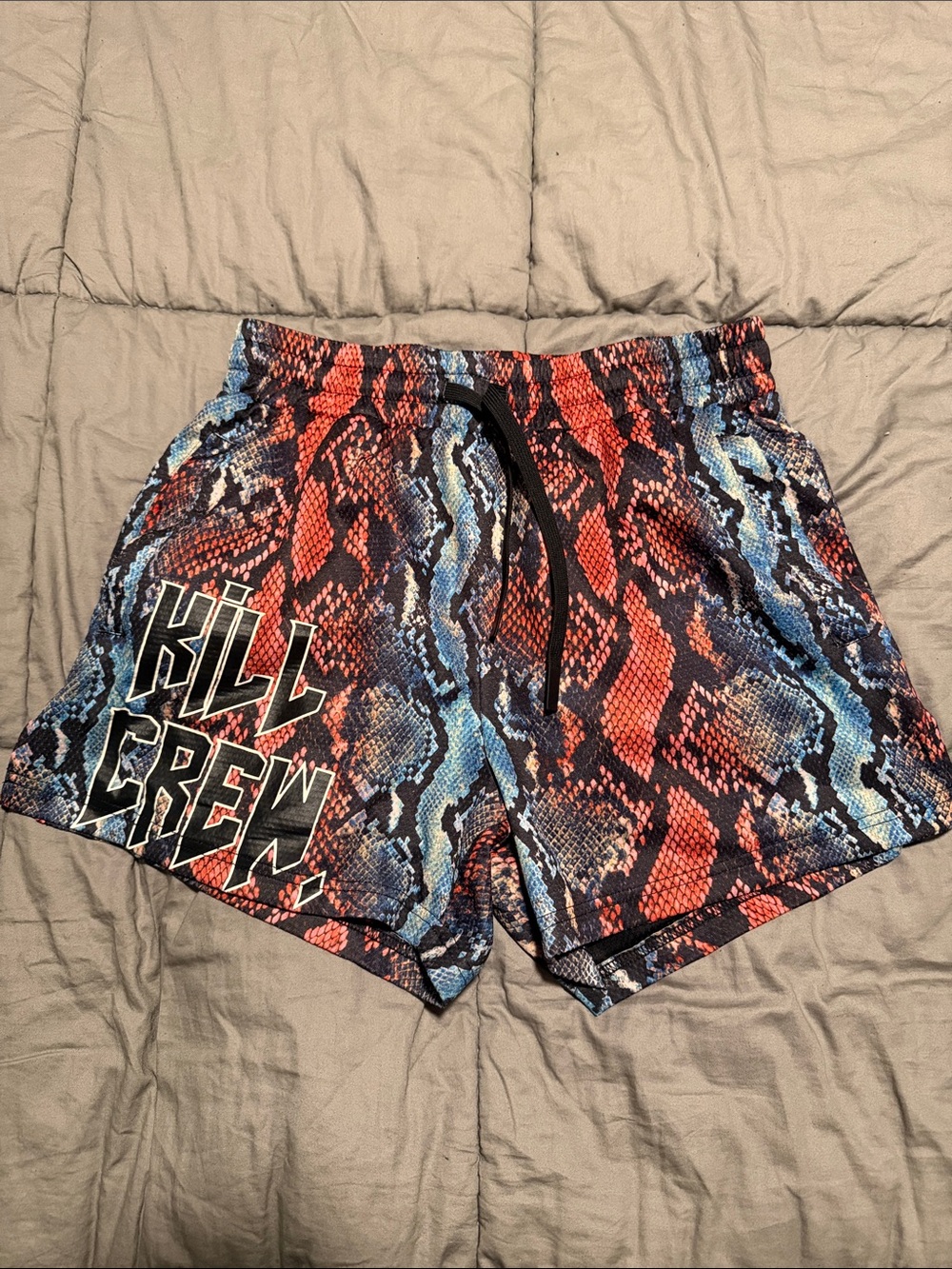 Kill Crew Red & Blue Snake-Print Mauy Thai Shorts